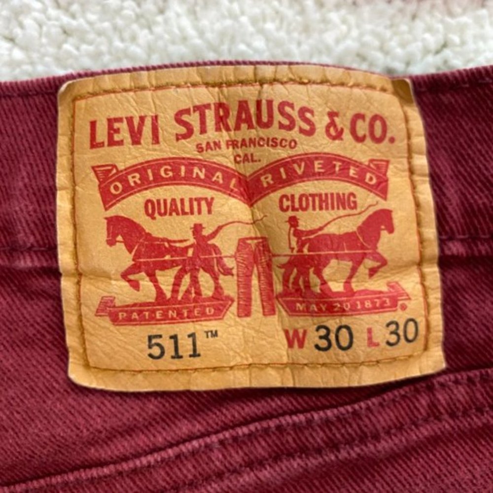 Men's Levi's 511 Classic Straight Leg Red White Tab Premium Denim Jeans - Picture 8 of 10